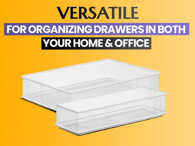 YBM HOME Silver Mesh Drawer Organizer and Storage for Kitchen Drawers, Serves as School Supply Holder, Office Desktop Organizer Basket, Makeup and Craft Supplies Organization, (2 Pack, 4x12x2 Inch) - Image 5